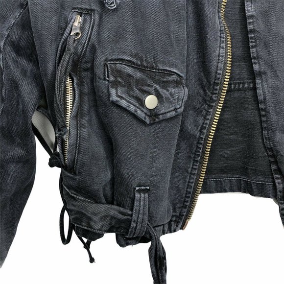 Free People Lace Up Denim Jacket Oversized Belted - Picture 5 of 16